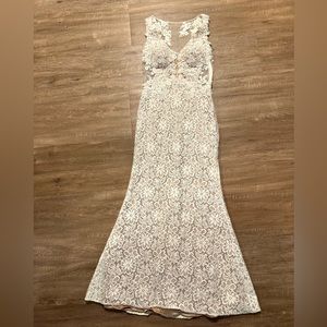 Dave & Johnny White Lace Prom/Wedding Mermaid Dress